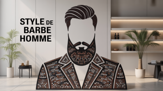 Barbe style homme, mosaïque élégante sur fond neutre