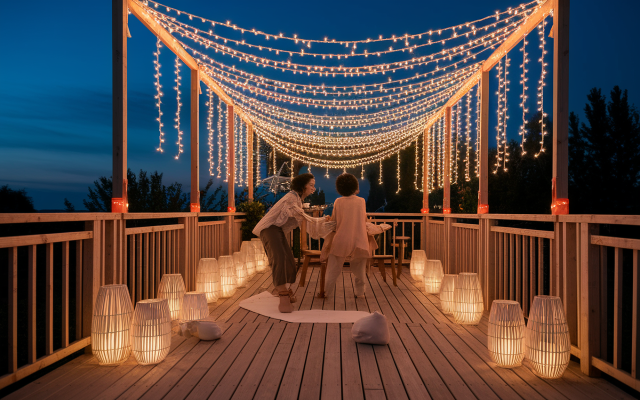decoration noel exterieur balcon guirlandes led sapin