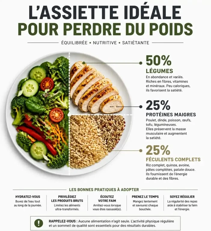 Composition d'une assiette équilibrée pour perdre du poids efficacement
