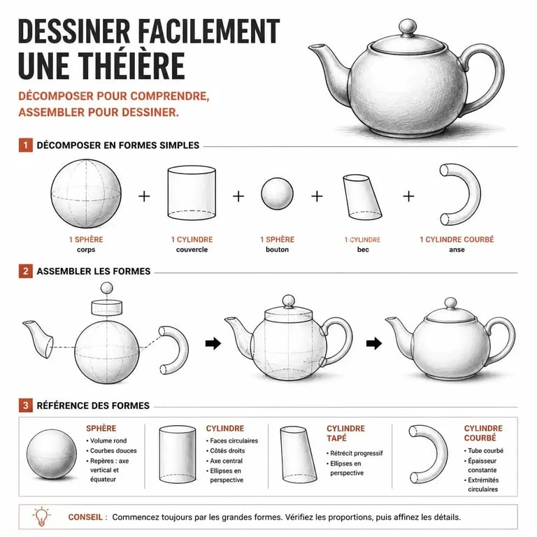 Apprendre à dessiner facilement en décomposant les objets en formes géométriques simples