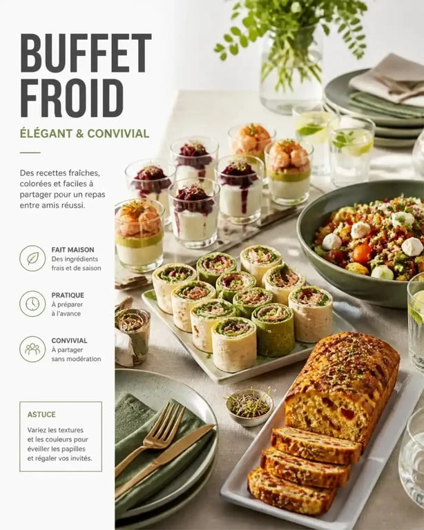 Buffet froid convivial et varié pour un repas entre amis