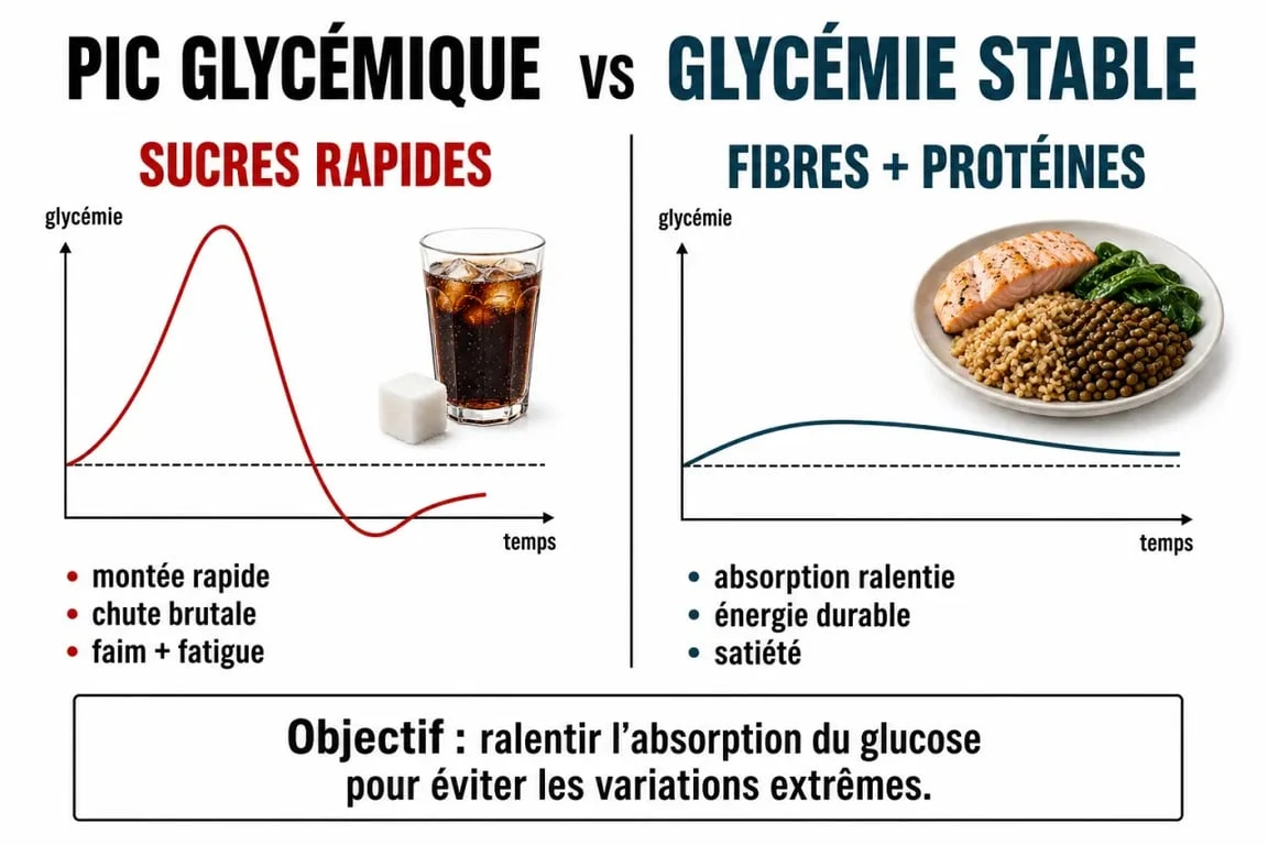 Infographie sur la stabilisation de la glycémie pour maigrir sans régime