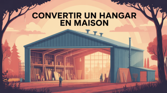 illustration stylisée hangar aménagé en maison