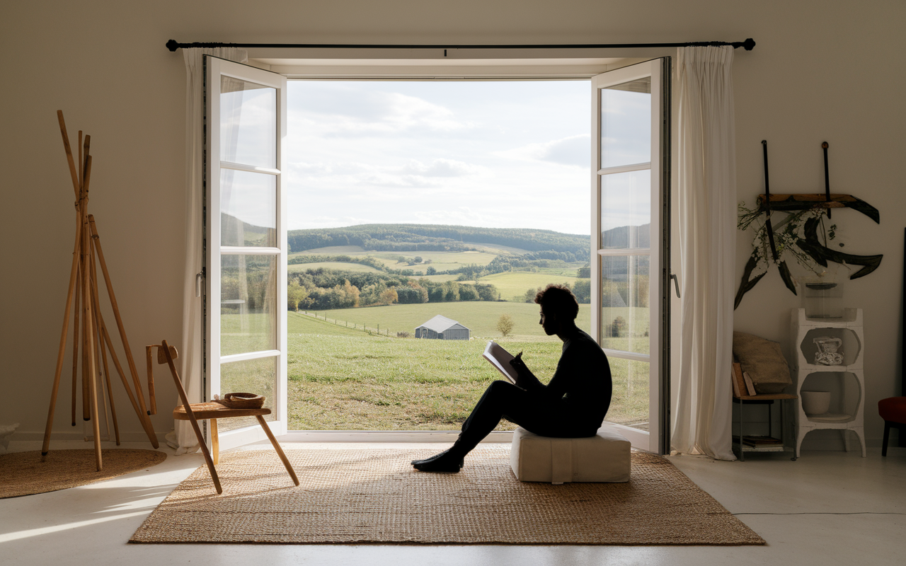Studio Maison Bardé avec vue campagne et lecteur