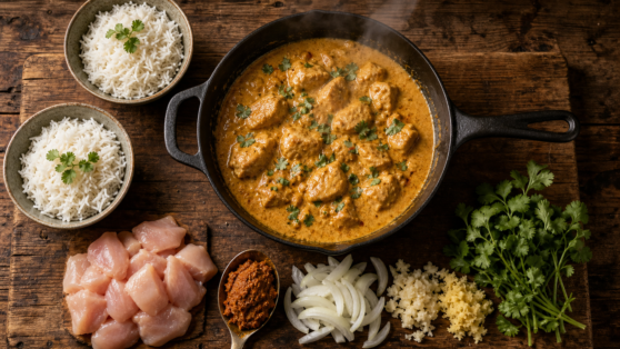 Plat a base de poulet : curry de poulet au lait de coco