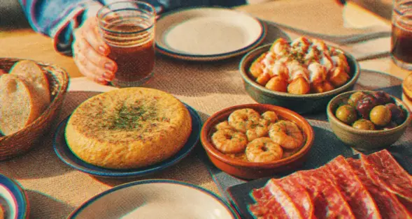 Recette des tapas espagnol : tortilla, gambas, patatas bravas, apéritif maison