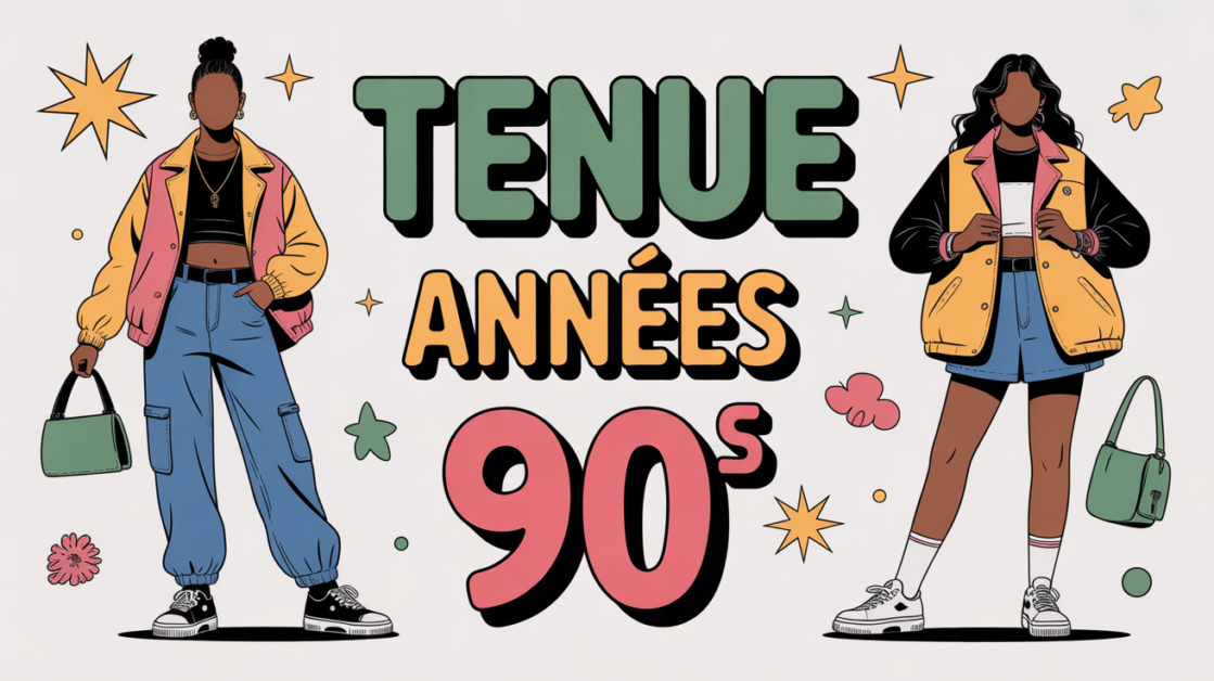 Illustration tenue année 90 silhouettes ambiance festive