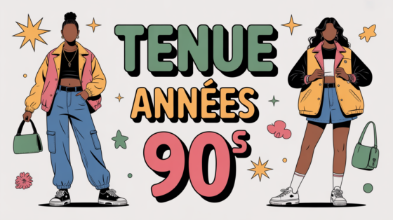 Illustration tenue année 90 silhouettes ambiance festive