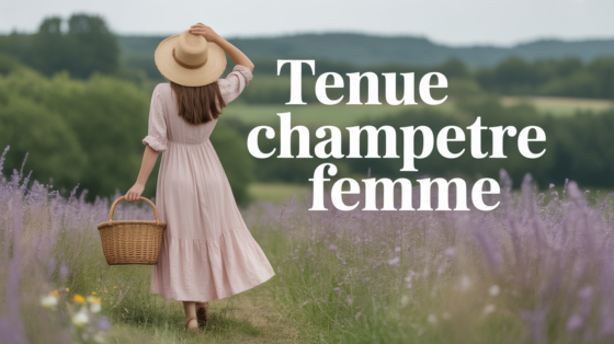 tenue champetre femme vue dos prairie