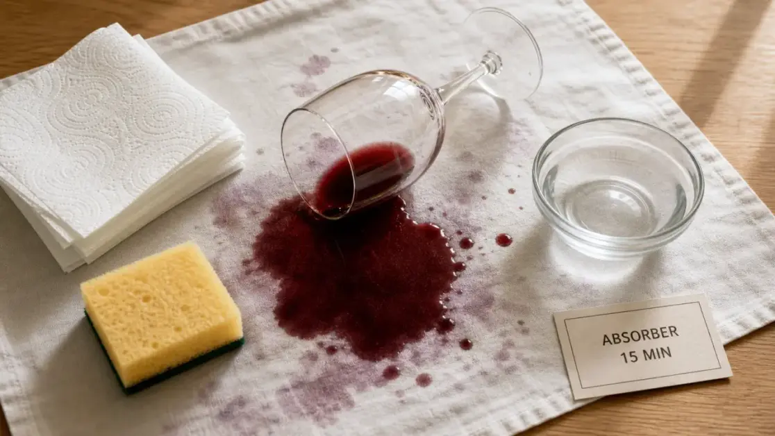 Comment enlever des taches de vin rouge en 15 minutes, sans eau chaude, sans frottement
