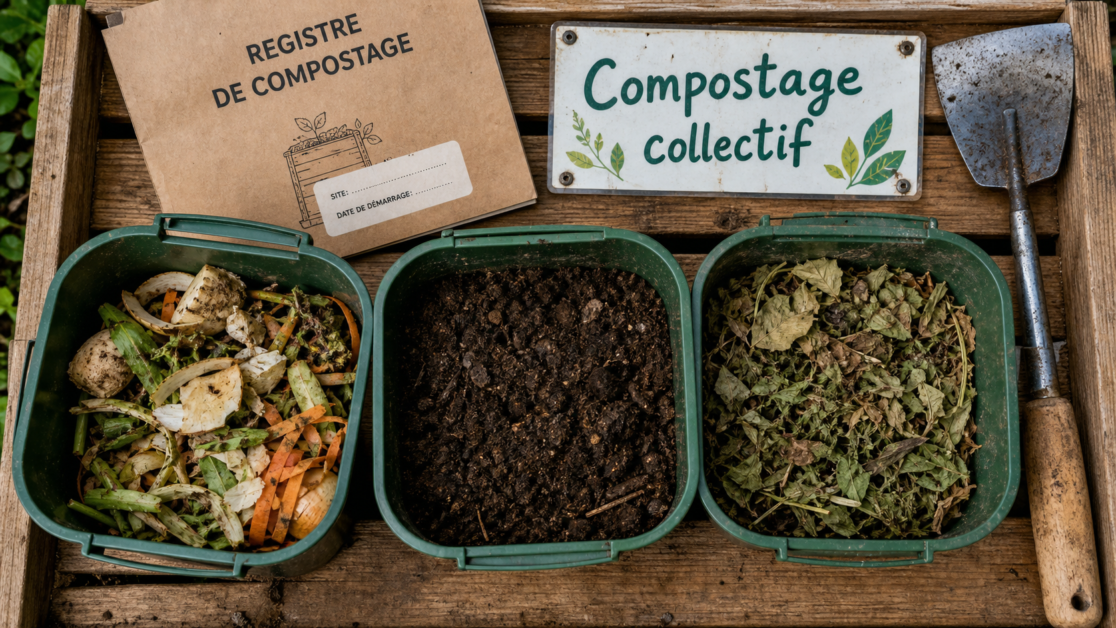 Bioseaux pour compostage collectif, épluchures et marc de café
