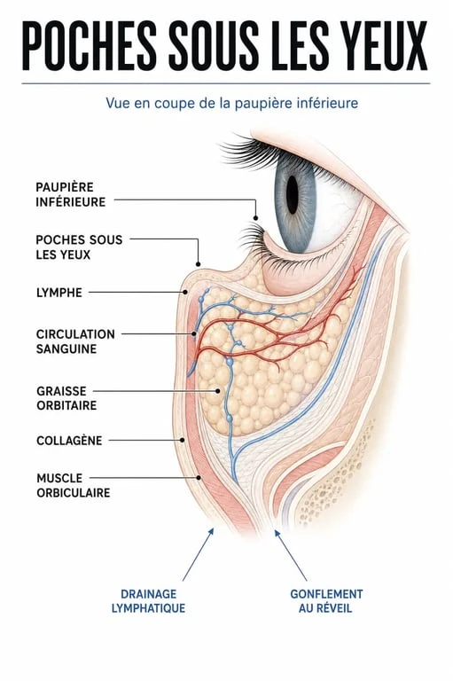 Schéma des poches sous les yeux pour comprendre comment enlever les poches sous les yeux