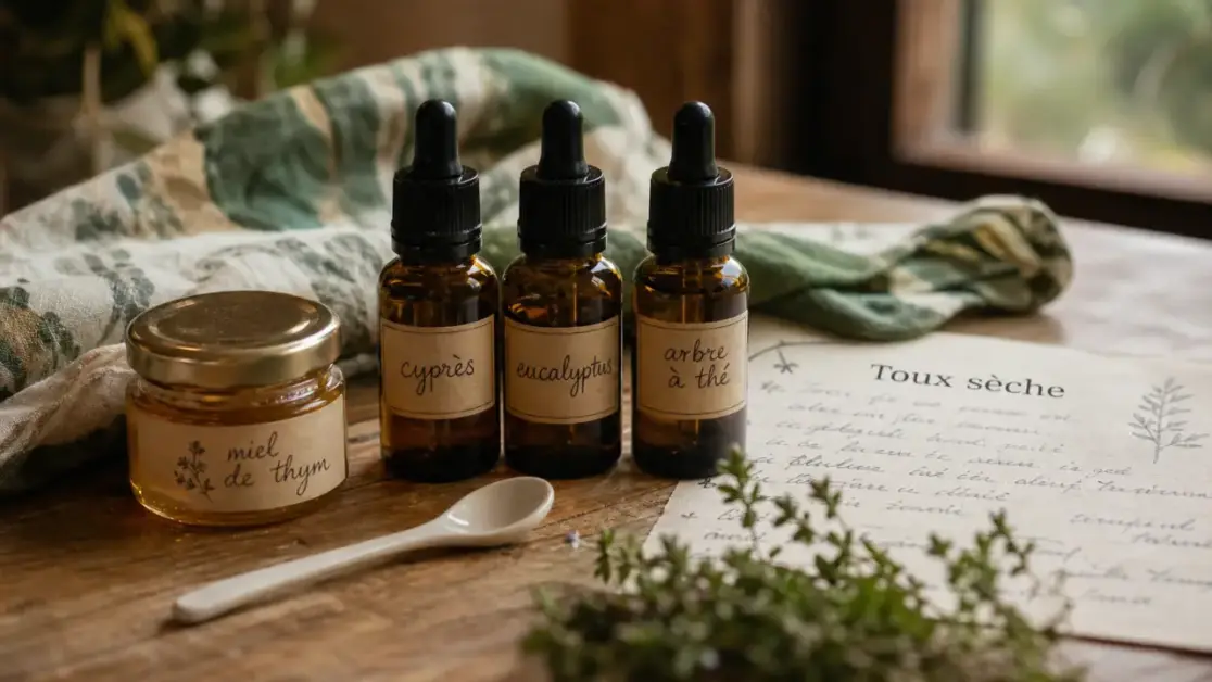 Huile essentielle toux seche : flacons d’huiles pour la toux sèche