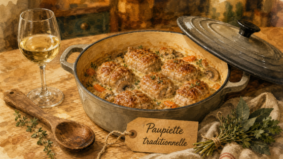 Recette paupiette de veau traditionnelle : paupiettes dorées en cocotte avec sauce crème