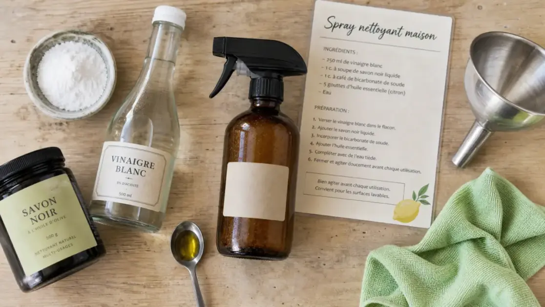 Spray nettoyant maison : vinaigre, bicarbonate, savon noir