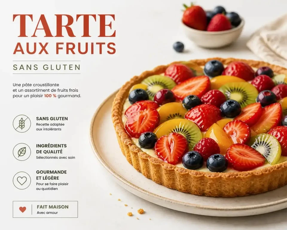 Tarte aux fruits réalisée avec une pâte à tarte sans gluten croustillante