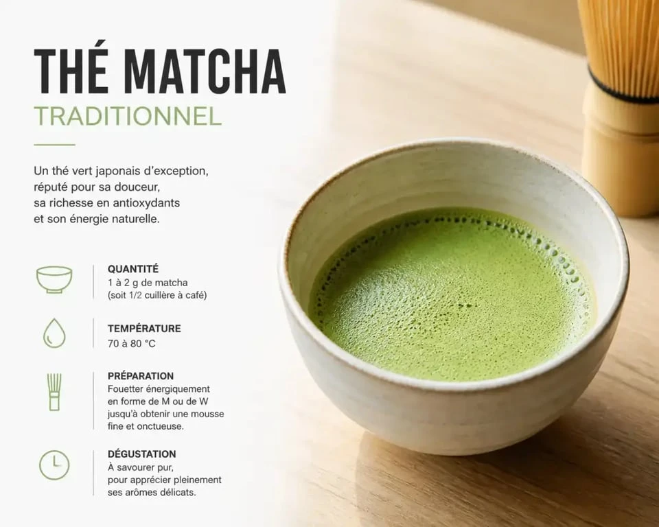 Bol de thé matcha traditionnel avec une mousse onctueuse, recette thé matcha maison