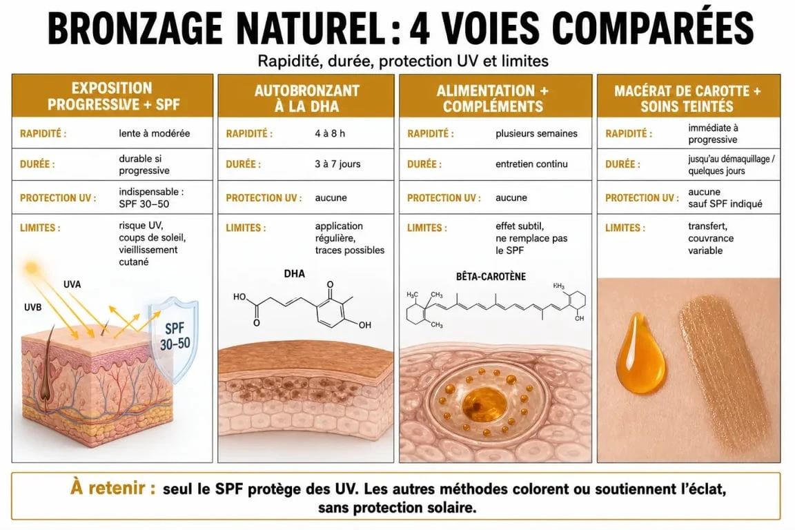 Bronzage naturel : comparaison des solutions avec ou sans soleil