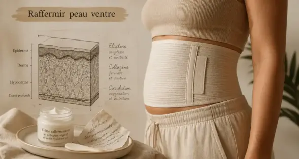Raffermir peau ventre : ventre avec gainage, relâchement léger vs tablier abdominal