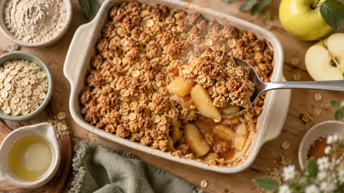 Crumble light aux pommes croustillant sans beurre