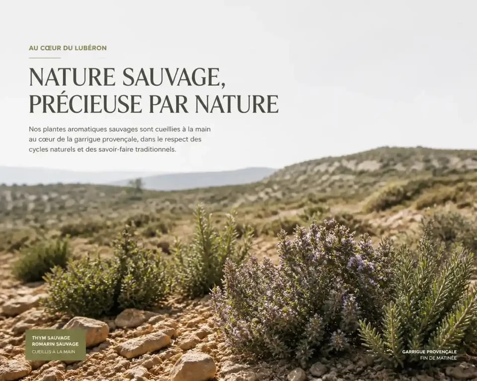 Cueillette d'herbes de Provence sauvages dans la garrigue du Lubéron