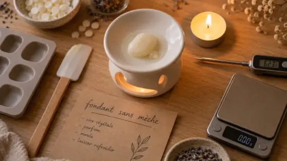 Fondant parfumé maison, recette 10 %, fondant sans mèche