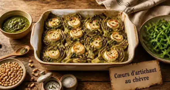 Recette avec coeur d artichaut en conserve au pesto et chèvre