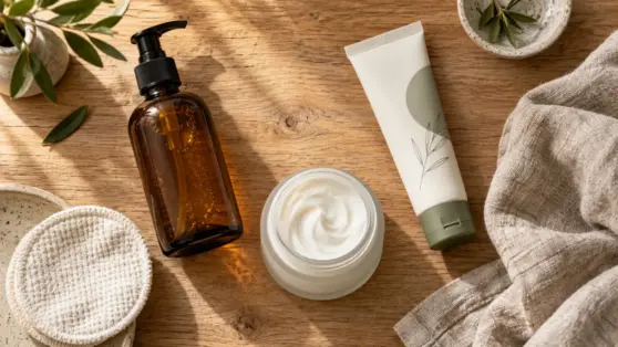 routine beauté bio : 3 gestes matin et soir, nettoyant, crème hydratante, protection solaire minérale