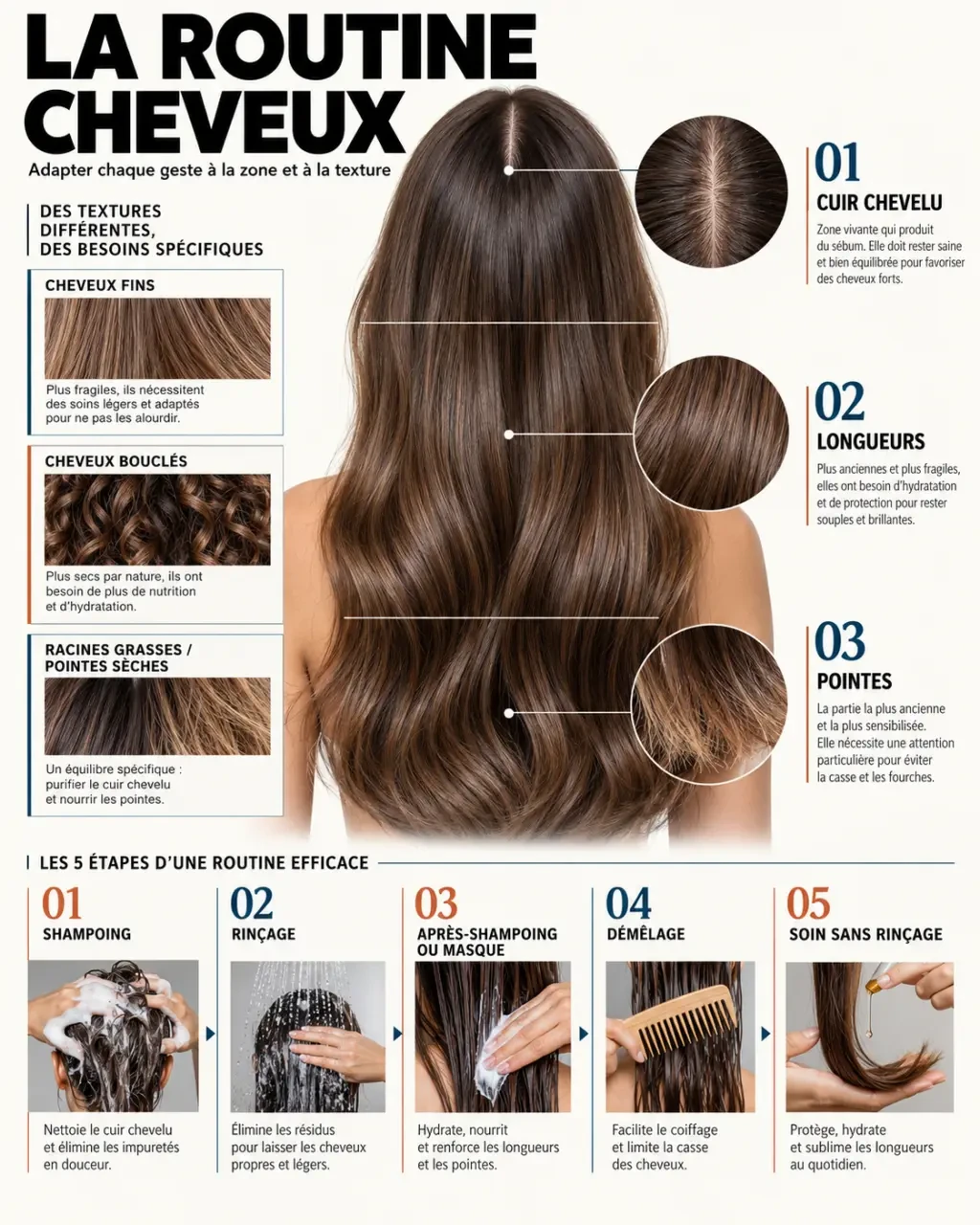 Soins pour les cheveux : zones d’application et étapes d’une routine capillaire